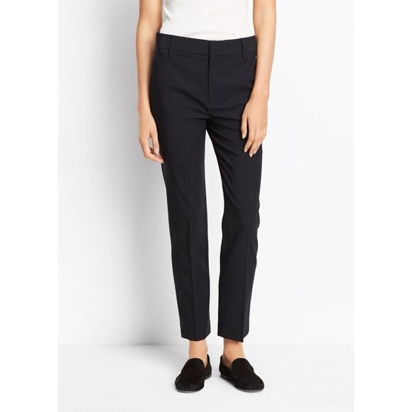 Vince Womens Tapered Ankle Trouser Sz 0 Black Stretch Wool Dress Pant $295 - Picture 2 of 10